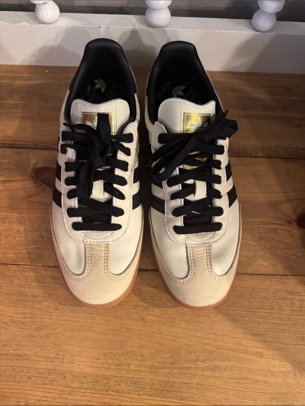 Adidas Samba Women’s Leather Sneakers in White with Black Accents